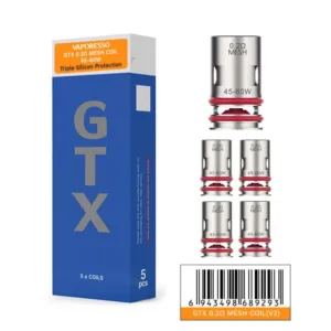 GTX Résistance / 5PCS - VAPORESSO : . - GTX MESH V2 0.2OHM 45-60W