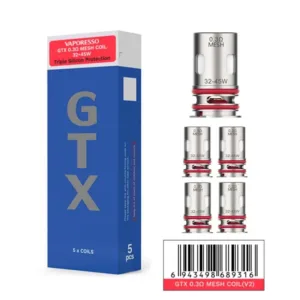 GTX Résistance / 5PCS - VAPORESSO : . - GTX MESH V2 0.3OHM 32-45W